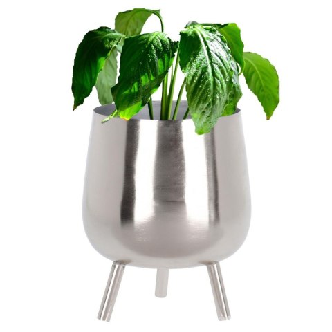 Osłona na doniczkę doniczki osłonka na nóżkach metalowa srebrna 25x21cm VILDE 312342-D