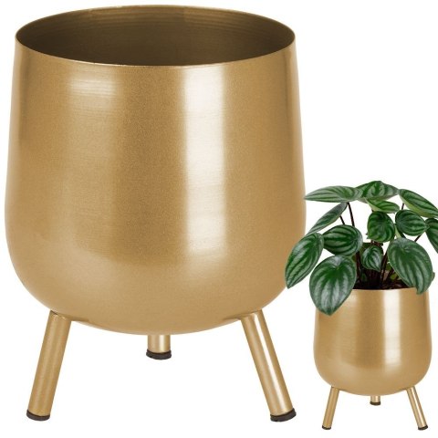 Osłona na doniczkę doniczki osłonka na nóżkach metalowa złota 14.5x20cm VILDE 339287-M