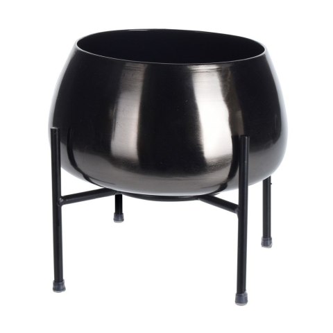 Osłona na doniczkę doniczki osłonka na stojaku metalowa czarna 22x21cm VILDE 312343-M