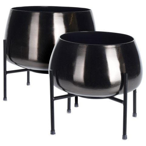 Osłona na doniczkę doniczki osłonka na stojaku metalowa czarna 22x21cm VILDE 312343-M