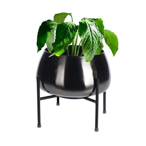 Osłona na doniczkę doniczki osłonka na stojaku metalowa czarna 22x21cm VILDE 312343-M
