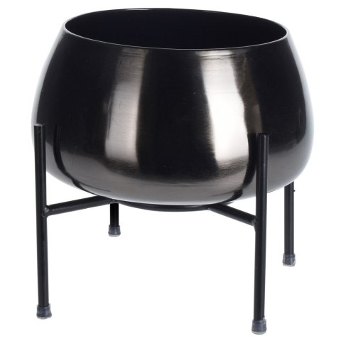 Osłona na doniczkę doniczki osłonka na stojaku metalowa czarna 28x26cm VILDE 312343-D