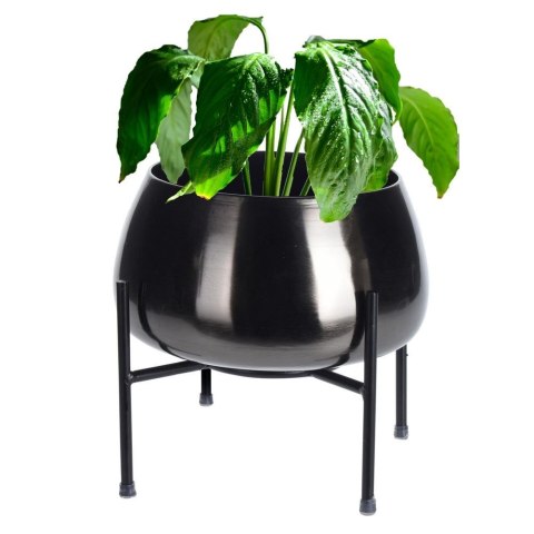 Osłona na doniczkę doniczki osłonka na stojaku metalowa czarna 28x26cm VILDE 312343-D