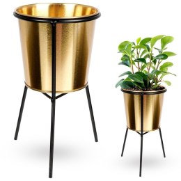 Osłona na doniczkę doniczki osłonka na stojaku metalowa złota 20cm VILDE 569441