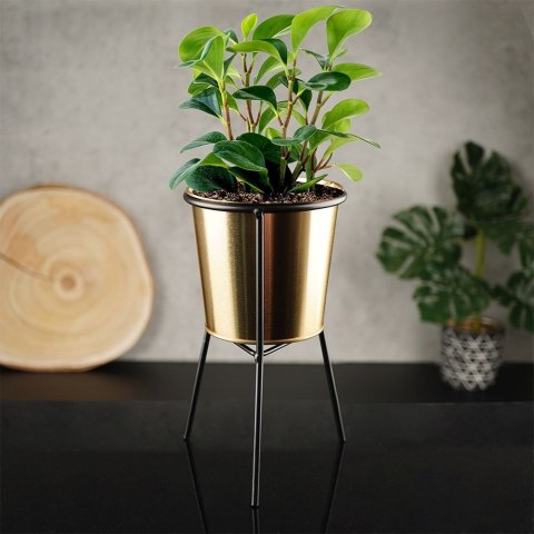 Osłona na doniczkę doniczki osłonka na stojaku metalowa złota 20cm VILDE 569441