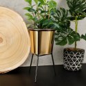 Osłona na doniczkę doniczki osłonka na stojaku metalowa złota 20cm VILDE 569441