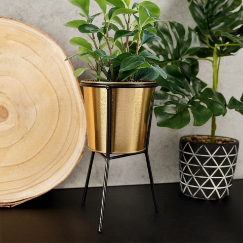 Osłona na doniczkę doniczki osłonka na stojaku metalowa złota 20cm VILDE 569441