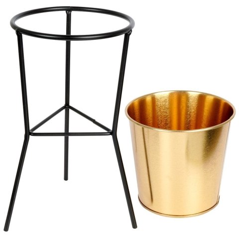 Osłona na doniczkę doniczki osłonka na stojaku metalowa złota 20cm VILDE 569441