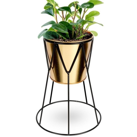 Osłona na doniczkę doniczki osłonka na stojaku metalowa złota 21.5cm VILDE 569443-M
