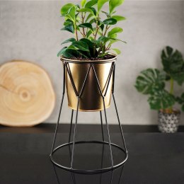 Osłona na doniczkę doniczki osłonka na stojaku metalowa złota 21.5cm VILDE 569443-M