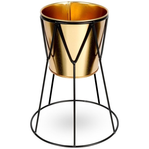 Osłona na doniczkę doniczki osłonka na stojaku metalowa złota 21.5cm VILDE 569443-M