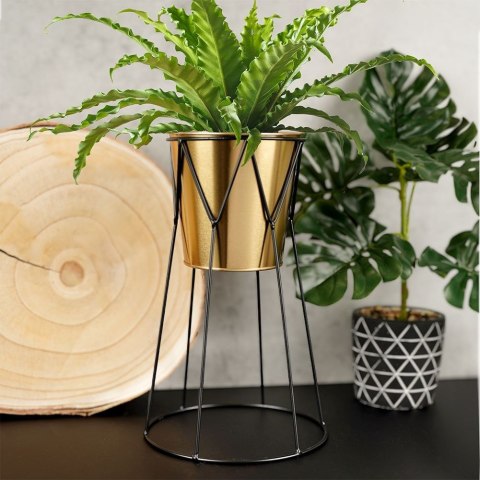 Osłona na doniczkę doniczki osłonka na stojaku metalowa złota 29cm VILDE 569443-D