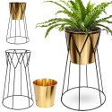 Osłona na doniczkę doniczki osłonka na stojaku metalowa złota 29cm VILDE 569443-D