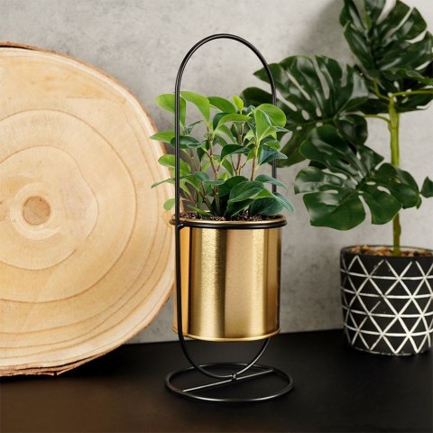 Osłona na doniczkę doniczki osłonka na stojaku metalowa złota 30.5cm VILDE 569440