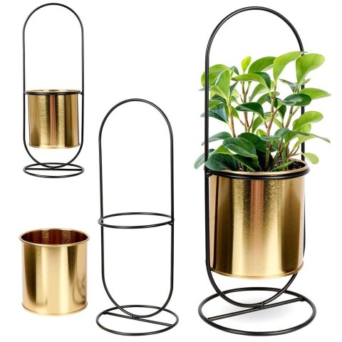 Osłona na doniczkę doniczki osłonka na stojaku metalowa złota 30.5cm VILDE 569440