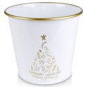 Osłona na doniczkę doniczki osłonka średnia metalowa biała świąteczny wzór 20.5x18cm VILDE 839252