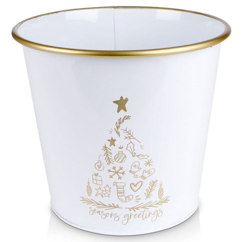 Osłona na doniczkę doniczki osłonka średnia metalowa biała świąteczny wzór 20.5x18cm VILDE 839252