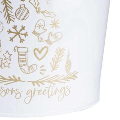 Osłona na doniczkę doniczki osłonka średnia metalowa biała świąteczny wzór 20.5x18cm VILDE 839252