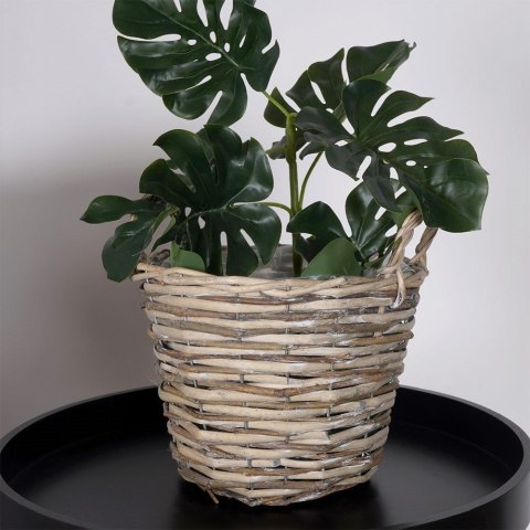 Osłona na doniczki osłonka wiklinowa niska beżowa doniczka 27x27cm VILDE 339168-S