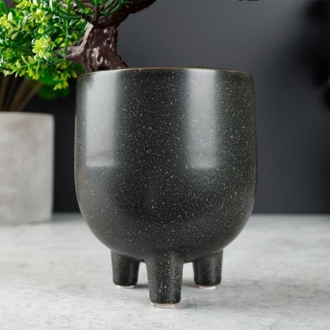 Osłonka na doniczki osłona ceramiczna doniczka czarna 10.5x13cm VILDE 569585