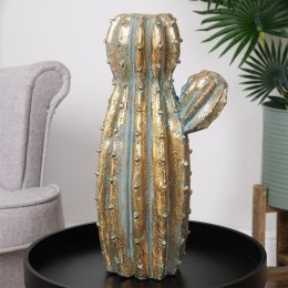 Wazon na kwiaty wysoki ceramiczny złoty kaktus 41.5cm VILDE 569931