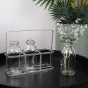 Wazony na kwiaty szklane ozdobne ze stojakiem 3 sztuki VILDE 569768