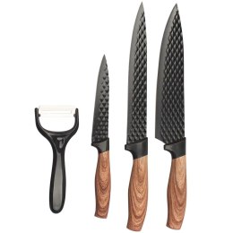 Zestaw noży kuchennych z obieraczką 4-ele noże kuchenne komplet BRUNBESTE BB-3777