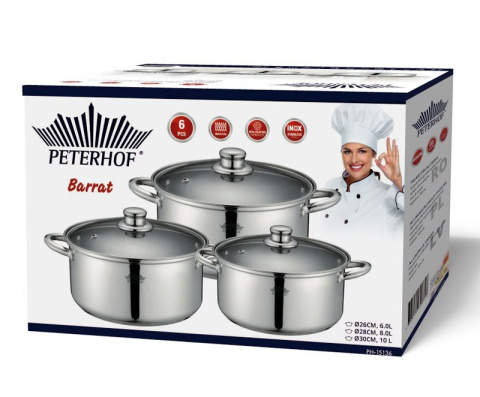 GARNKI STOCK POT PETERHOF 6 ELE. 10L / 8L / 6L PH-15136 GARNKI STOCK POT PETERHOF 6 ELE. 10L / 8L / 6L PH-15136