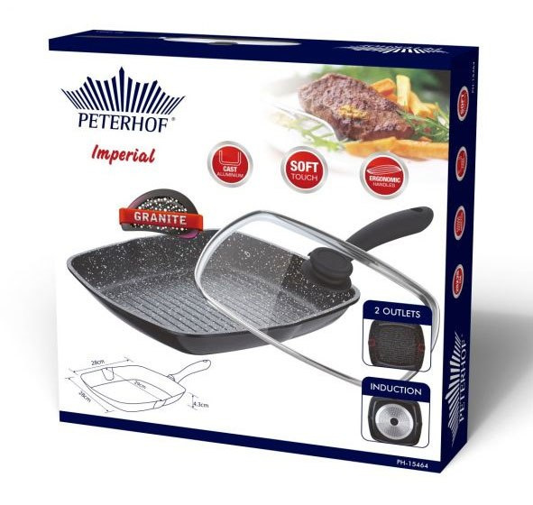 PATELNIA GRANITOWA GRILL PETERHOF IMPERIAL 28x29cm PH-15464 PATELNIA GRANITOWA GRILL PETERHOF IMPERIAL 28x29cm PH-15464