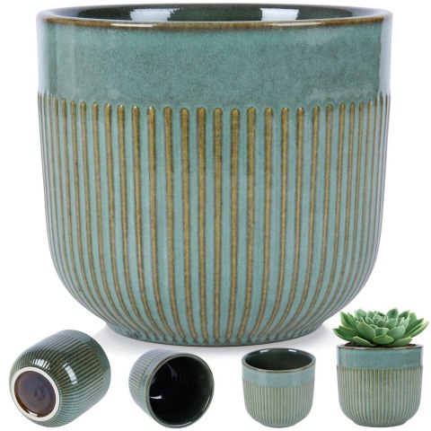 Doniczka porcelanowa donica zielona 14cm VILDE 569917