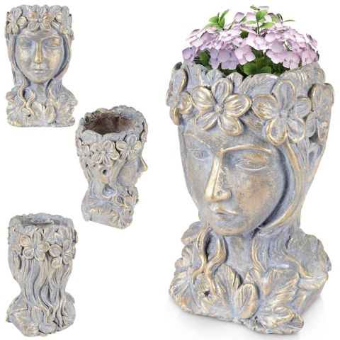 Osłona na doniczkę doniczki duża cementowa osłonka ozdobna złota głowa 32cm VILDE 339457