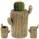Osłona na doniczkę doniczki duża cementowa osłonka ozdobna złota kaktus 34.5cm VILDE 339456