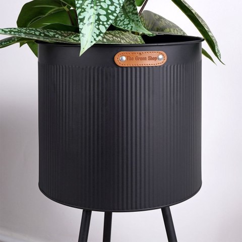 Osłona na doniczkę doniczki duża osłonka na nóżkach metalowa czarna 25.5x73cm VILDE 339467-D