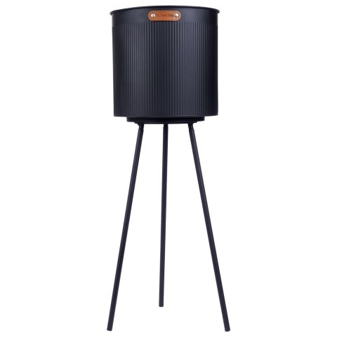 Osłona na doniczkę doniczki duża osłonka na nóżkach metalowa czarna 25.5x73cm VILDE 339467-D