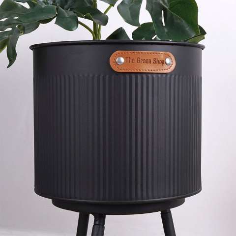 Osłona na doniczkę doniczki mała osłonka na nóżkach metalowa czarna 20x45cm VILDE 339467-M