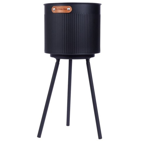 Osłona na doniczkę doniczki mała osłonka na nóżkach metalowa czarna 20x45cm VILDE 339467-M