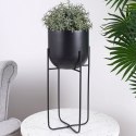 Osłona na doniczkę doniczki mała osłonka na stojaku metalowa czarna 16.5x42cm VILDE 339469-M
