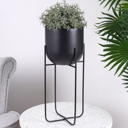 Osłona na doniczkę doniczki mała osłonka na stojaku metalowa czarna 16.5x42cm VILDE 339469-M