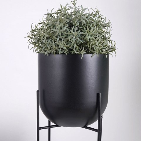 Osłona na doniczkę doniczki mała osłonka na stojaku metalowa czarna 16.5x42cm VILDE 339469-M