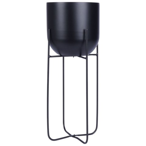 Osłona na doniczkę doniczki mała osłonka na stojaku metalowa czarna 16.5x42cm VILDE 339469-M