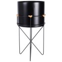 Osłona na doniczkę doniczki okrągła osłonka na stojaku metalowa czarna 17x31.5cm HOME STYLING COLLECTION 569956
