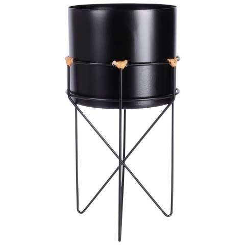 Osłona na doniczkę doniczki okrągła osłonka na stojaku metalowa czarna 17x31.5cm HOME STYLING COLLECTION 569956