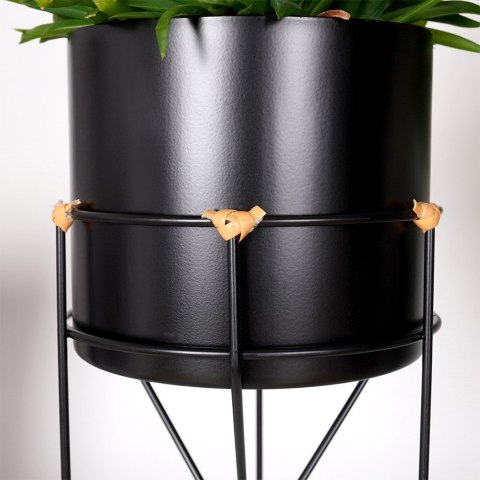 Osłona na doniczkę doniczki okrągła osłonka na stojaku metalowa czarna 17x31.5cm HOME STYLING COLLECTION 569956