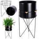 Osłona na doniczkę doniczki okrągła osłonka na stojaku metalowa czarna 17x31.5cm HOME STYLING COLLECTION 569956