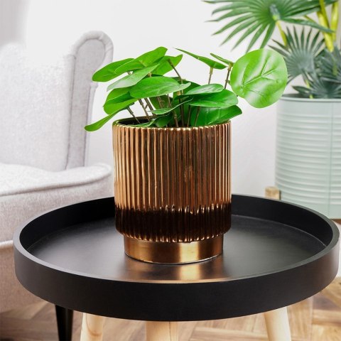 Osłona na doniczkę doniczki osłonka ceramiczna złota 14x16cm VILDE 569742