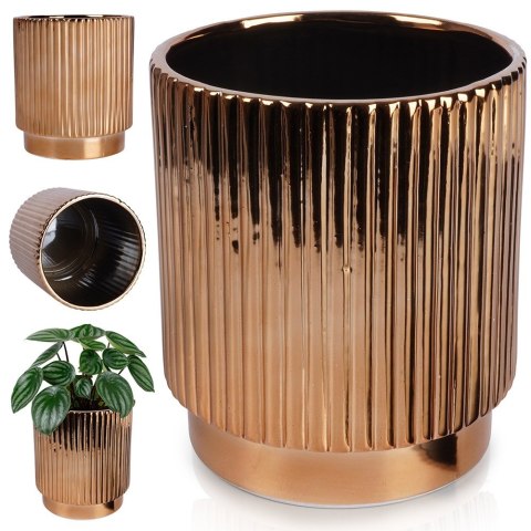 Osłona na doniczkę doniczki osłonka ceramiczna złota 14x16cm VILDE 569742