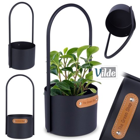 Osłona na doniczkę doniczki osłonka metalowa czarna 14.5x30cm VILDE 339471