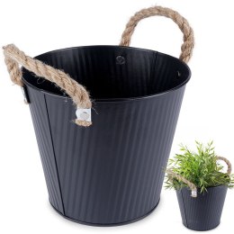 Osłona na doniczkę doniczki osłonka metalowa czarna 18.5x16cm VILDE 339479