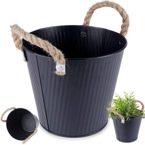 Osłona na doniczkę doniczki osłonka metalowa czarna 18.5x16cm VILDE 339479