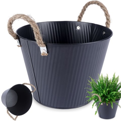 Osłona na doniczkę doniczki osłonka metalowa czarna 23x17cm VILDE 339481